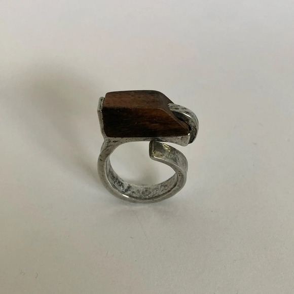 Anne Marie Chagnon Solid Pewter Ring Wood Ring - Picture 1 of 10